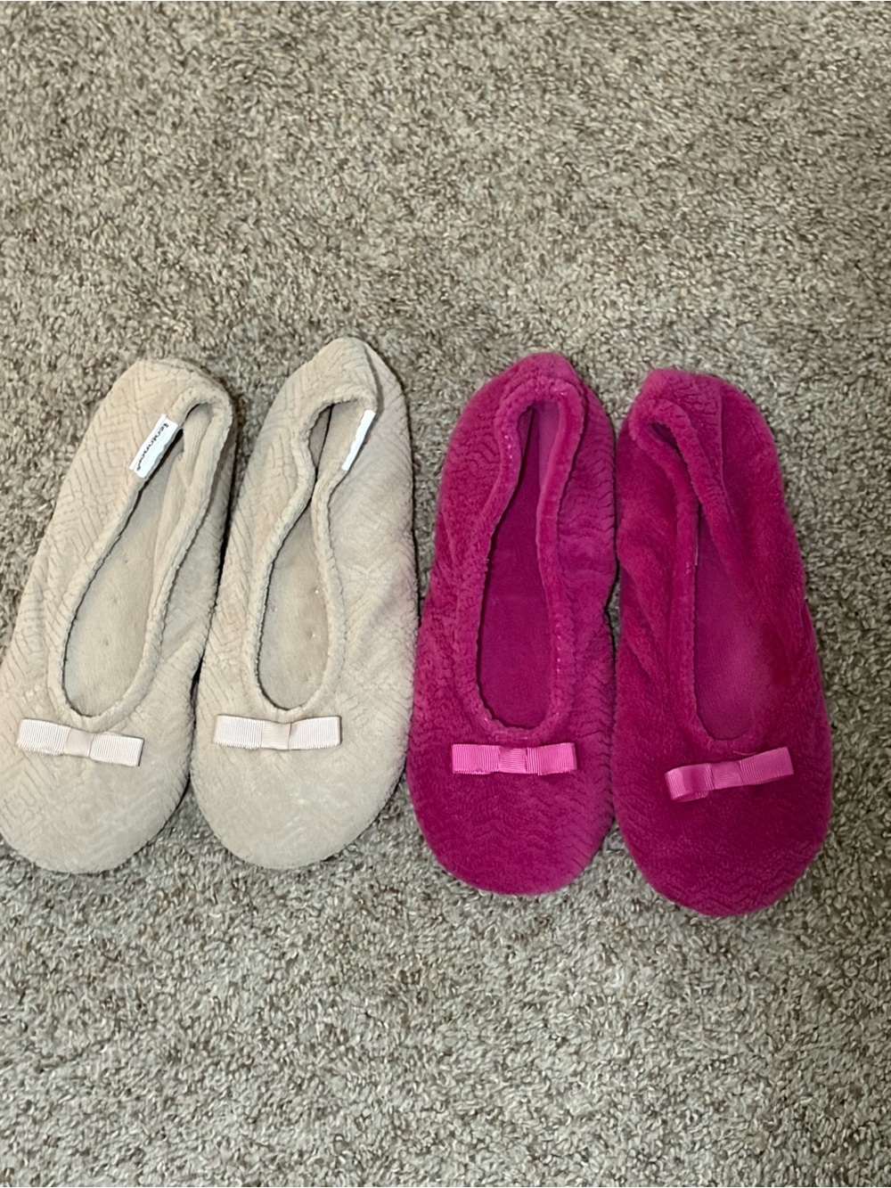 Women's Cozy Slippers - Pink and Beige